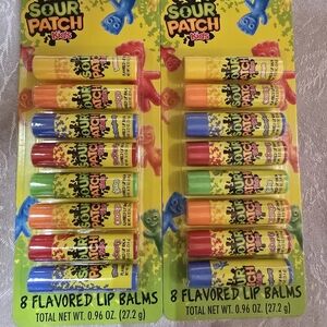 Sour Patch Kids 8 Flavored Lip Balms Pack 0.96oz ea Lot of 2 Packs Beautycore